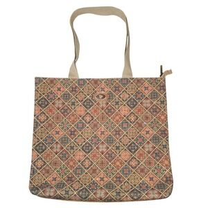 Cork Tote Bag Quilted Pattern Shoulder Bag with Zipper Closure